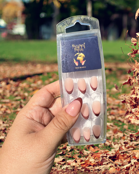 Press Ons-Almond French Tip